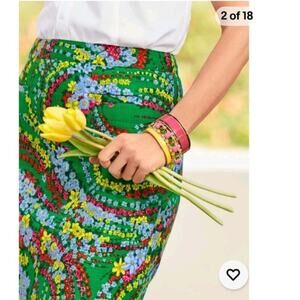 Talbots Women's Green Floral Print Knee Length Lined Short Skirt Size 14